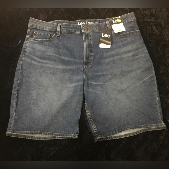 Lee - Bermuda Denim Mid Rise Shorts - Seattle Fog Blue - Size- 20M - Picture 2 of 6
